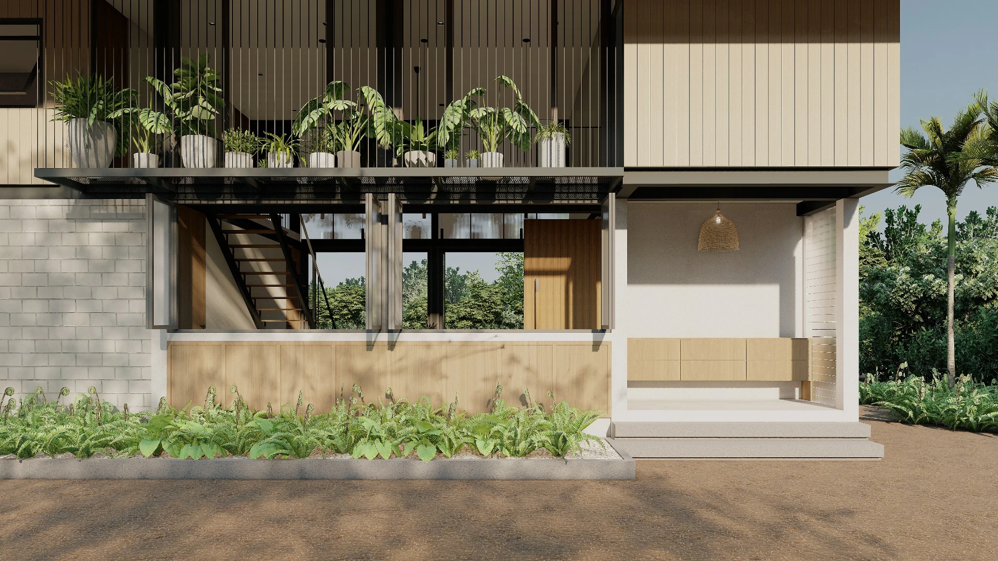 Central Garden House — Entrance detail