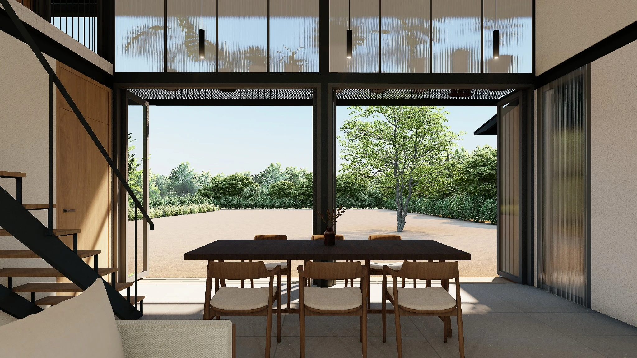 Central Garden House — Dining area and garden view
