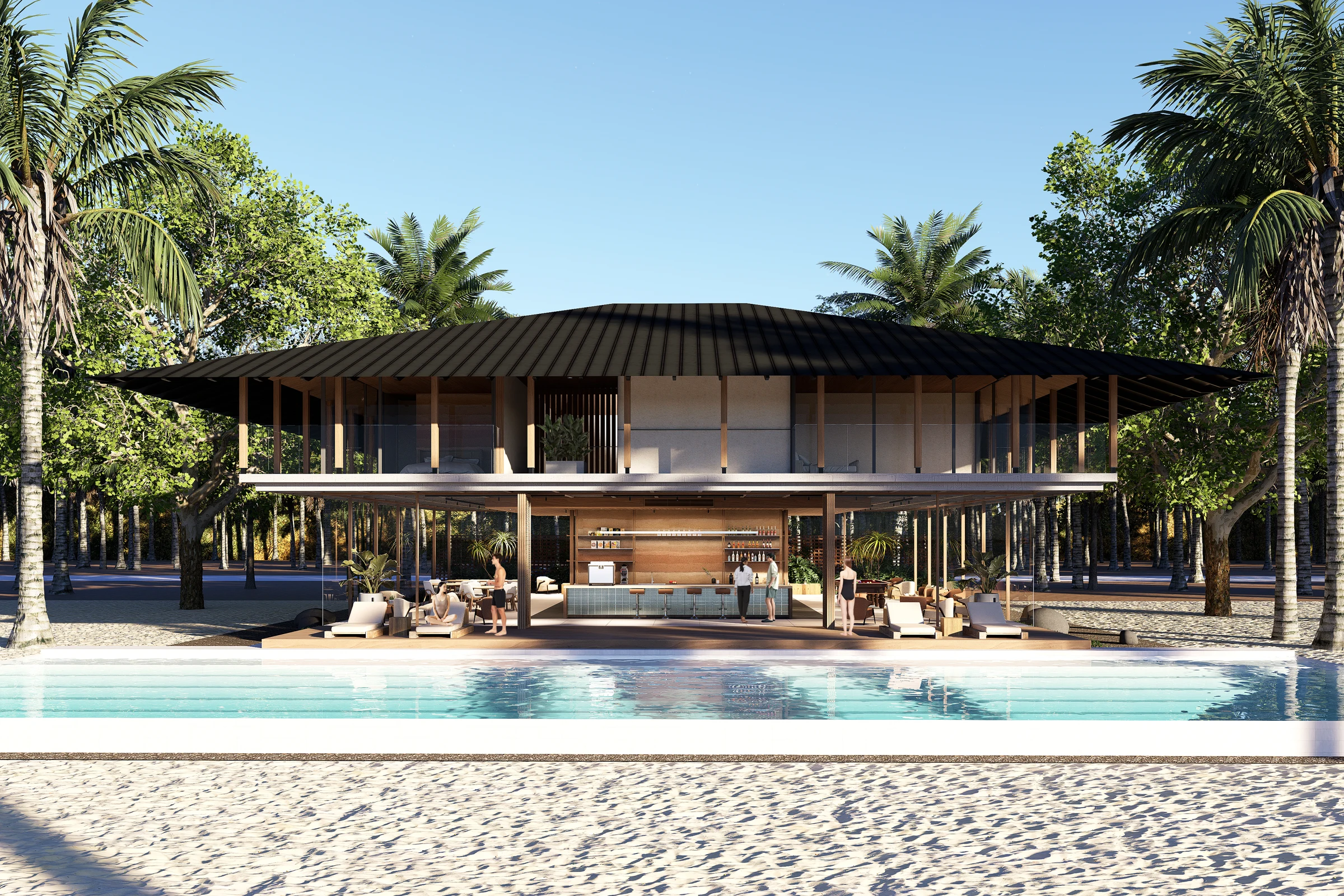 Pool-facing elevation