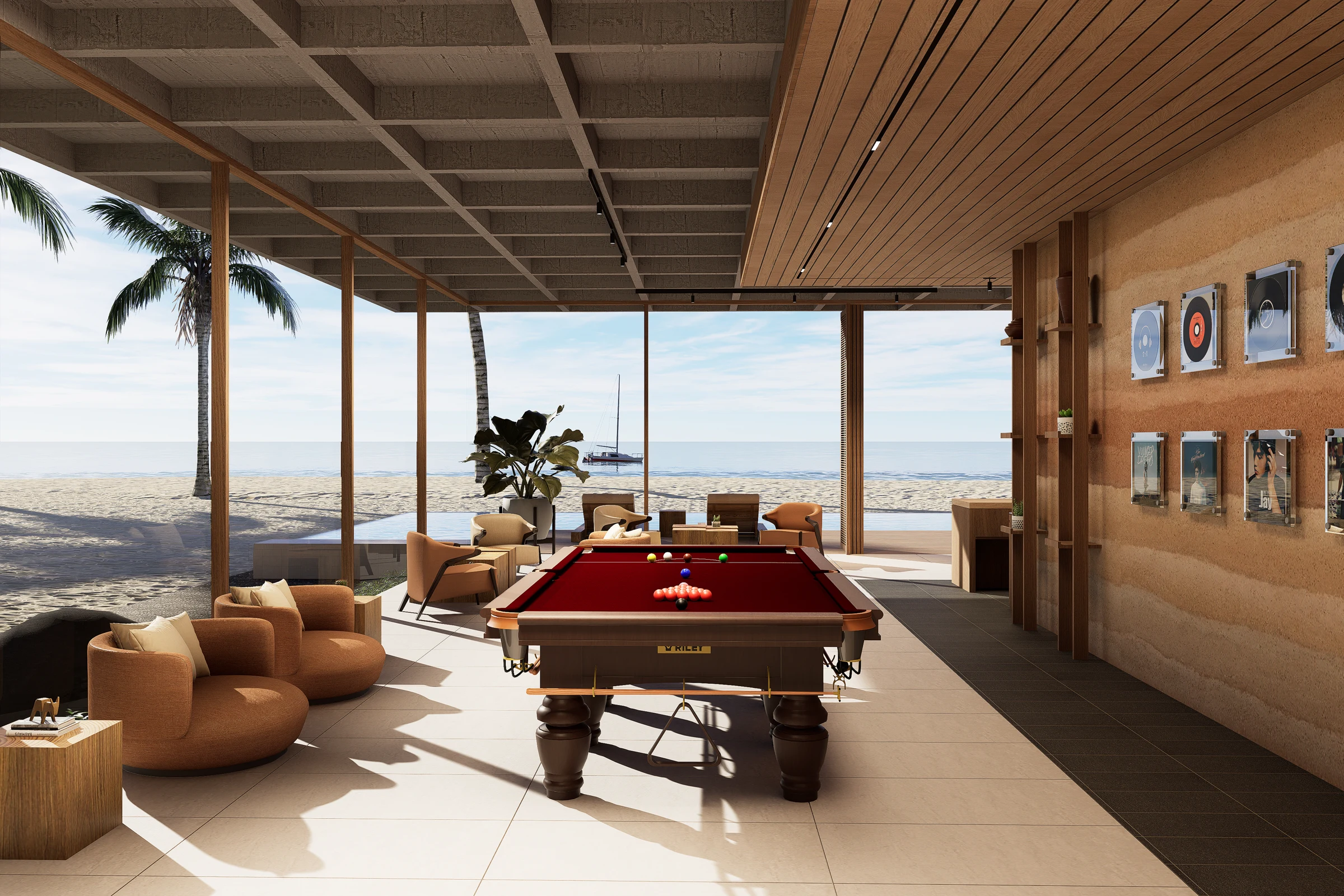 Shared lounge overlooking the sea