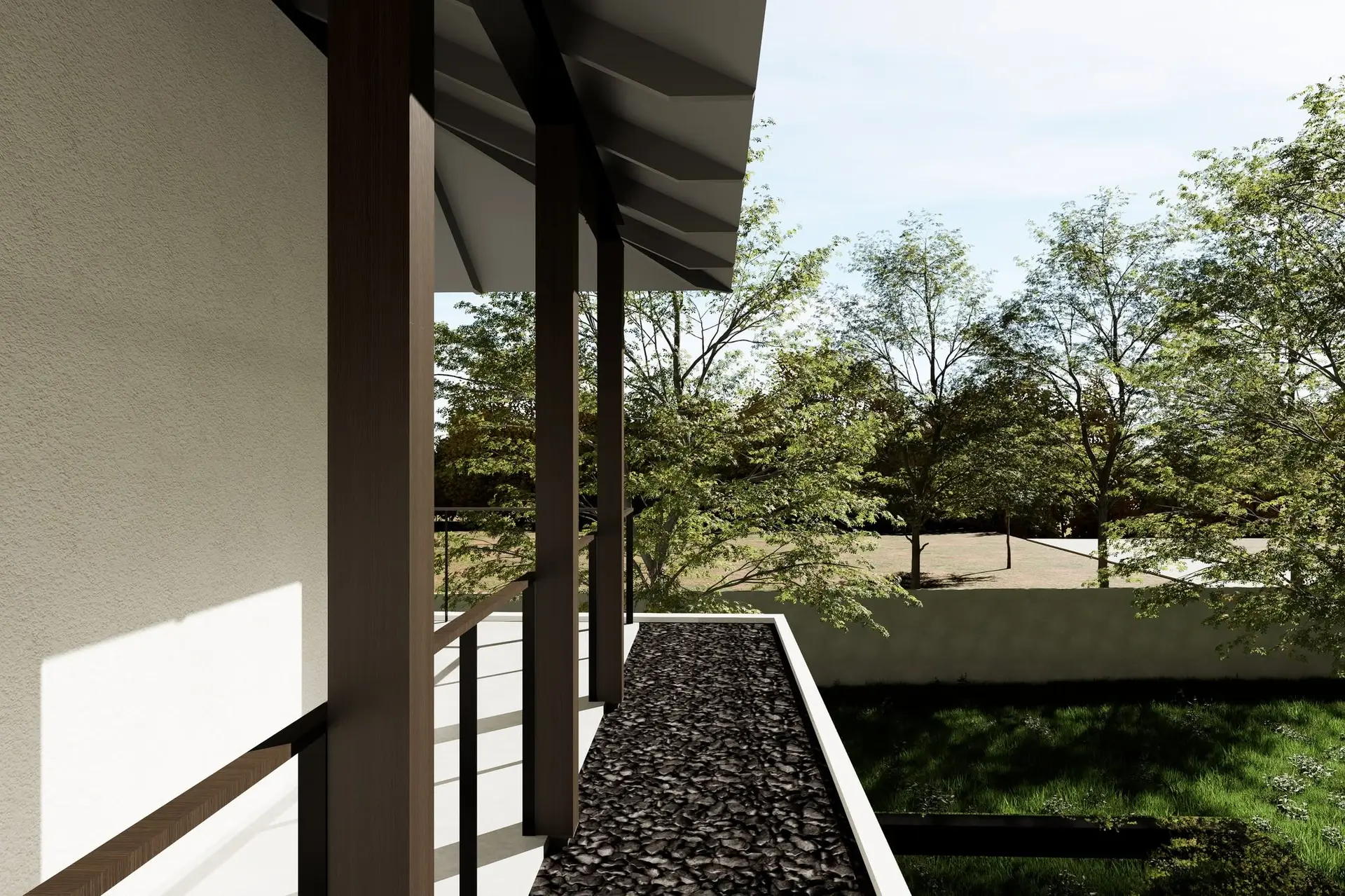 Roof and river-side landscape