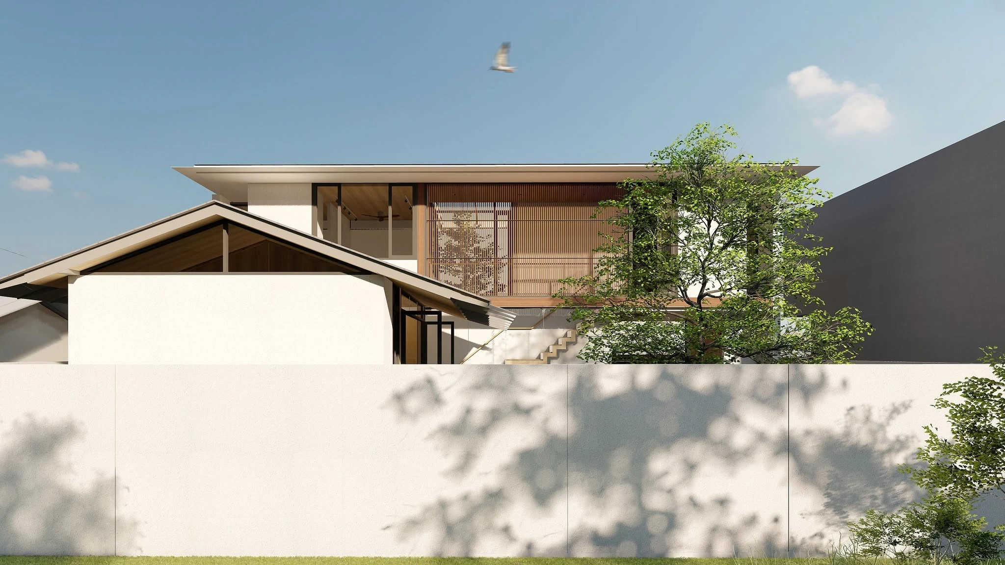 House and boundary wall