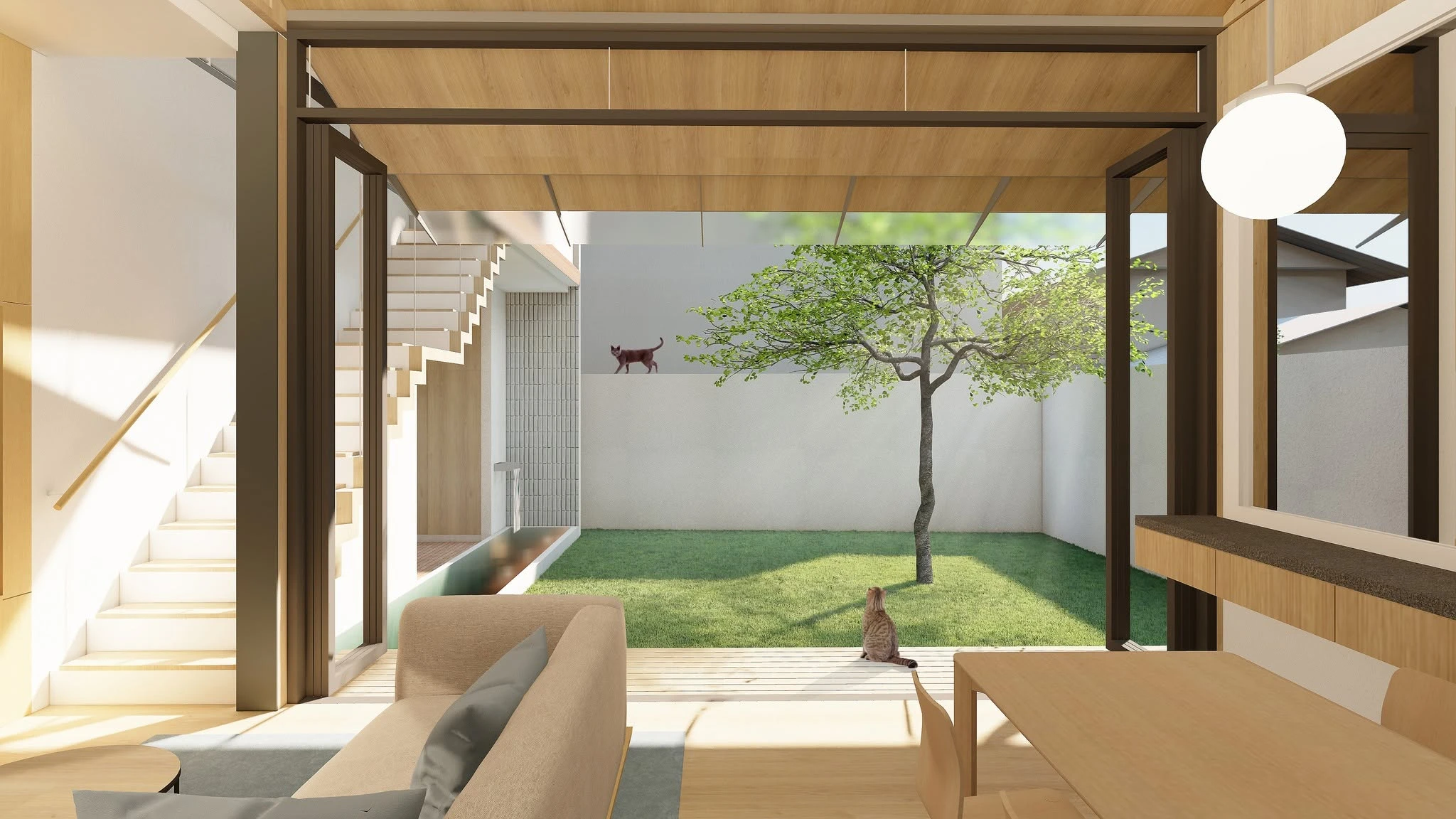 Living space opening to the garden